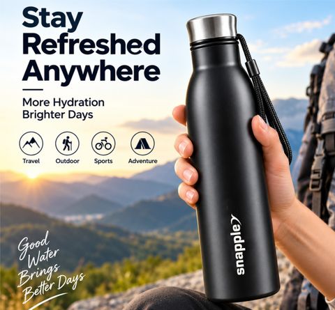 Snapple Tag Black 1000 ml Stainless Steel Bottle (Pack of 1, Black) - Image 8