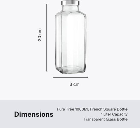 CROCO JAR 1 Liter French Square Glass Water Bottle PACK OF 3 1000 ml Glass  Bottle With Drinking Glass - Buy CROCO JAR 1 Liter French Square Glass  Water Bottle PACK OF