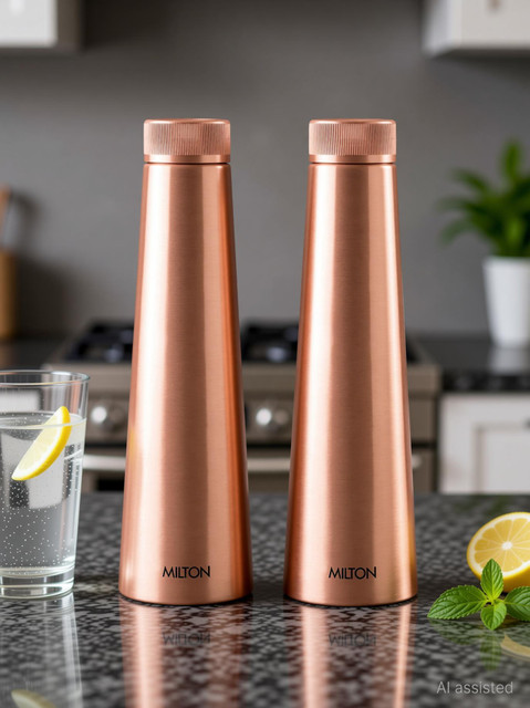 MILTON Copper Delight 1000 Water Bottle, Set of 2 1010 ml Copper