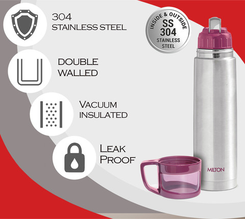 Flask Milton Glassy 1000 MILTON 1000 Ml Steel Flask Buy MILTON