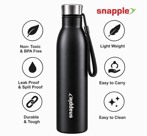 Snapple Tag Black 1000 ml Stainless Steel Bottle (Pack of 1, Black) - Image 5