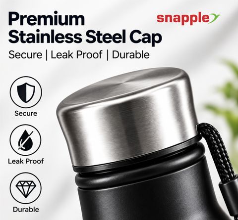 Snapple Tag Black 1000 ml Stainless Steel Bottle (Pack of 1, Black) - Image 7