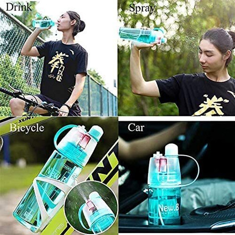 SHIVANICORP 2-in-1 Mist Drink Water Bottle 600ml,Spray Sipper,BPA  FREE,Multicolor 600 ml Plastic Spray Bottle