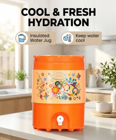 MANSA ENTERPRISES 20L Insulated Water Jar, Orange - Image 6