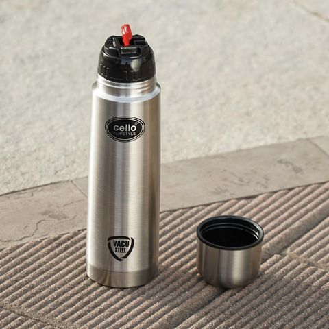 cello Flip Style with Jacket Stainless 1000 ml Stainless Steel Flask (Pack of 1, Silver, Black) - Image 6