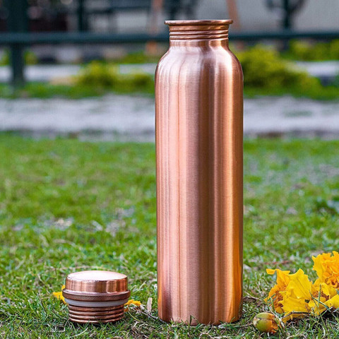 Gesto Pure Copper Water Bottle 1 Litre With Joint Free & Leak
