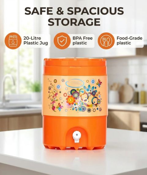 MANSA ENTERPRISES 20L Insulated Water Jar, Orange - Image 7