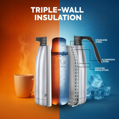 pexpo Stainless Steel Vacuum Insulated Cosmo Carafe, Hot and Cold