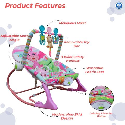 Safe-o-kid Baby Rocker Chair with Battery ,Safety Harness,Toy Bar,Music ...