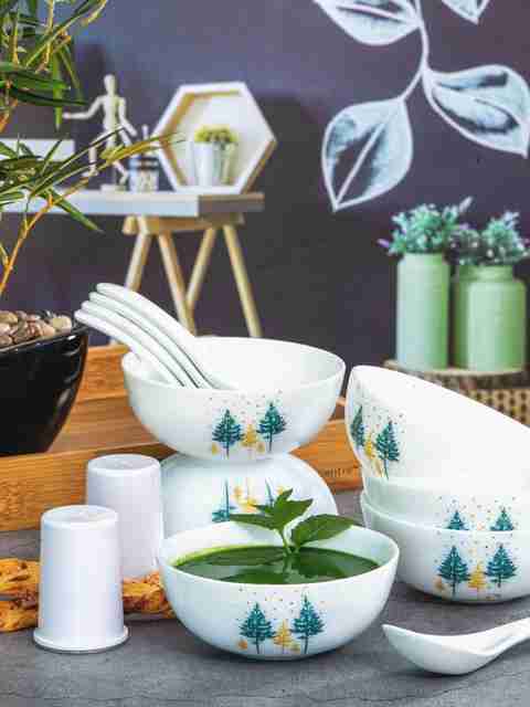 cello Opalware Soup Bowl Opalware Royal Set with Spoon Salt Pepper Pot