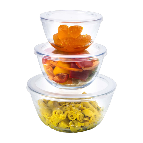 AGARO Elite Glass Bowl W/L 3Pcs Set
