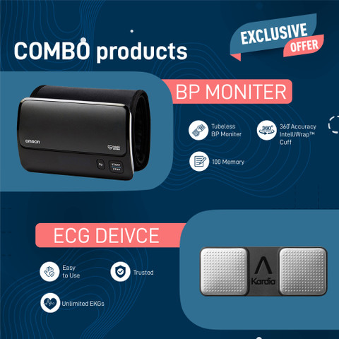 OMRON HEM 7600T Tubeless 360° Accurate Digital Blood Pressure Monitor with  AliveCor Kardia (US FDA Approved Clinically validated device) Single Lead 