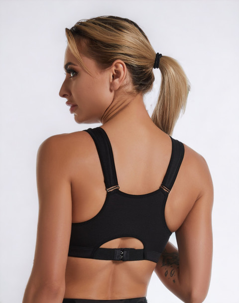 PLUMBURY Padded Front Zipper Sports Bra Women Sports Lightly