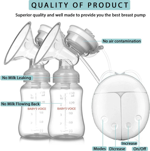 Baby's voice Double Breast Pumps, Breast Pump Safe Milk Storage Bottle Dual  Control Milk Suction and Breast Massager Breast Care with USB and Lid for 