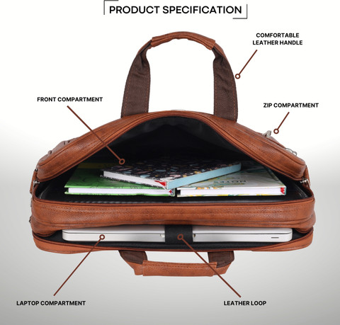 Teo Elegant Leather Briefcase 18 Liters Large Briefcase For Men Women