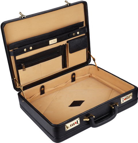 india leather 17'' Expandable Genuine Leather Briefcase dual