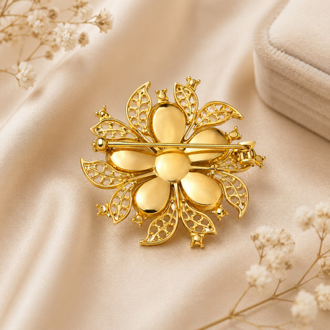 ぴーち様order髪飾り Yellow Floral Brooch Kavya's Kreation Designer