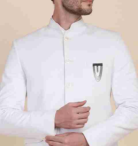 THANU'S CRAFT Black Rhinestone Coat Blazer Sherwani Kurta Brooches