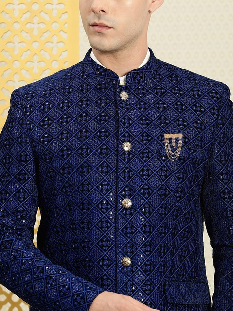 THANU'S CRAFT Golden Hanging Chain Coat Blazer Sherwani Kurta