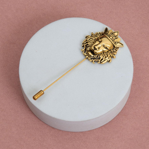 To The Nines Antique Golden Lion Crown Lapel Pin Brooch Price in