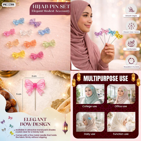 PREMIUM TREASURE Butterfly Crystal Hijab Pins for Women&Girls