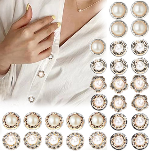 HASTHIP 36pcs Pearl Buttons Brooch Buttons Cover Up Brooch Pins