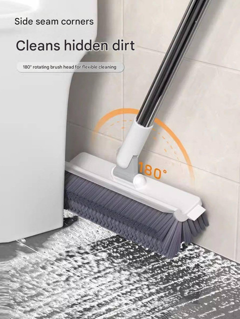 MAAUVTOR 180°Rotating Floor Scrub Brush with Long Handle in Scrape  Corner Cleaning Microfibre Wet and Dry Brush