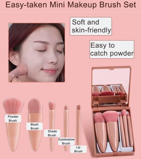 LOCAL SHOPPER Professional Small Travel Makeup Brush Set 5 Pcs