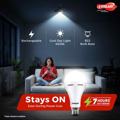 EVEREADY 9W Rechargeable Bulb Emergency Light (White) - Image 6