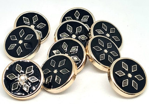 REENA Western Black Gold 69 Carving Designer Buttons 10 pc