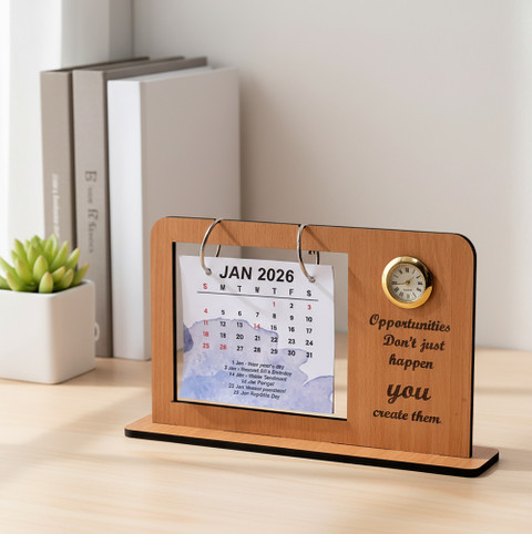 AVTEJRA Wooden 2026 clock eith Motivational Quote 3D Desk Table Calendar  2026 Table Calendar Price in India - Buy AVTEJRA Wooden 2026 clock eith  Motivational Quote 3D Desk Table Calendar 2026 Table
