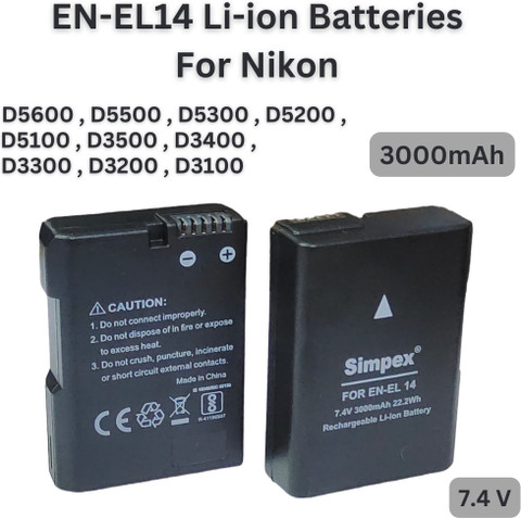 Simpex 3000mAh ENEL14 Battery 2pc Dual ENEL14 Battery Charger Combo for  Nikon Camera Battery Charger