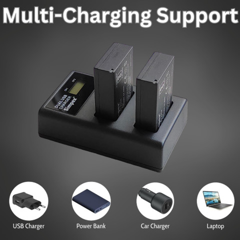 Simpex LP E17 Dual Port Charger with 2nos 6000mAh Rechargeable Li-ion  Camera Battery Charger