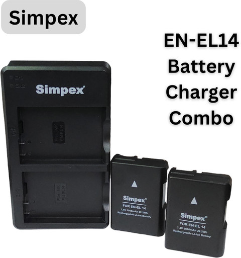 Simpex 3000mAh ENEL14 Battery 2pc Dual ENEL14 Battery Charger
