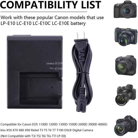 Deva LPE-10 Camera Charger with Power Cable for LPE-10 Battery