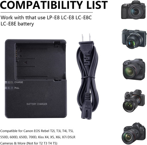 Amabu LP-E8 Battery Charger Compatible for Canon LC-E8 LC-E8C LC-E8E  Battery Camera Battery Charger