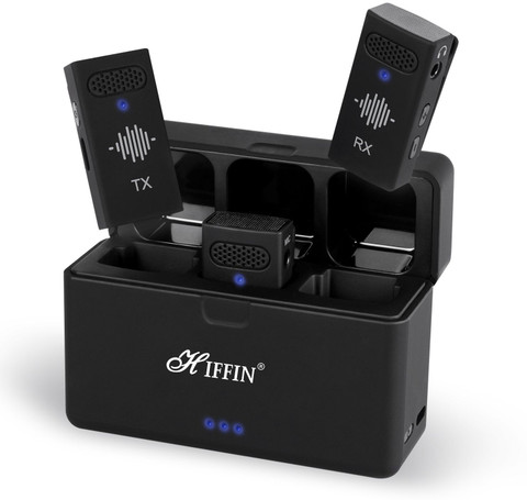 Hiffin HWM-50 Wireless Microphone System, Noise Cancellation, Multi-Person  Recording Camera Microphone