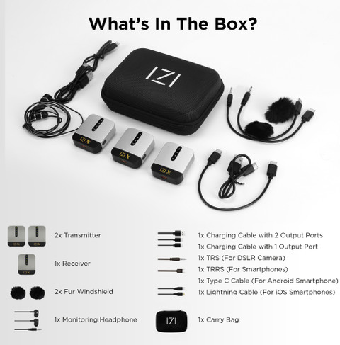 IZI Dual Channel Wireless Microphone, 360° Omnidirectional, 16Hr