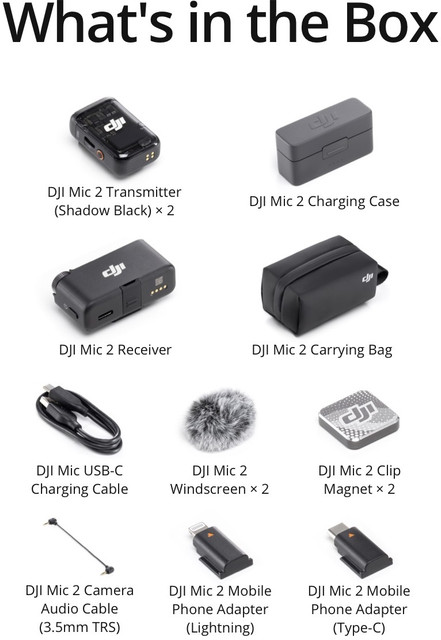 新品DJI MIC 2 ワイヤレスマイクロフォン Amazon.co.jp: DJI Mic 2（トランスミッター×1 + レシーバー×1
