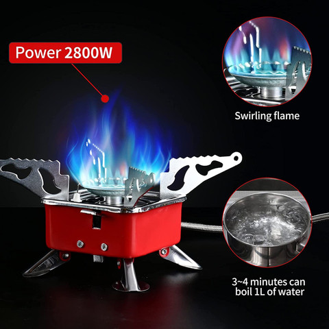 Point Zero Portable Windproof Mini Folding Camping handy Stove Foldable Gas  Burner Cooking Iron Gas Lighter