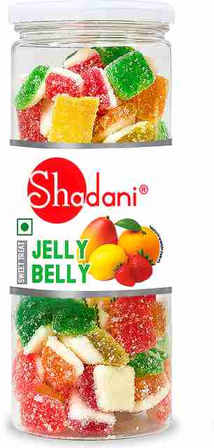 Shadani Assorted Fruit Jelly Candy Soft Sugar Confectionery Cubes Jar Mixed Fruit (Orange, Lemon, Mango, Strawberry) Jelly Candy (215 g) - Image 5
