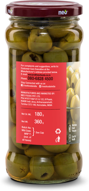 neo Pitted Green & Sliced Black Olives Price in India - Buy neo