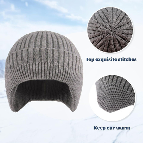 Winity Earflap soft warm Knitted fabric double layers stylish