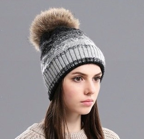 Highever Winter Woolen Warm Beanie (Fur Inside Soft Pompom on top