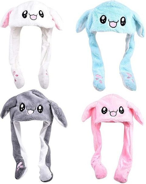 HASTHIP Plush Animal Bunny Dancing Ears Hat, Rabbit Moving Ear Flaps ...