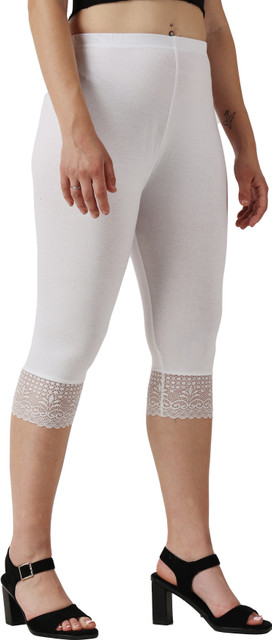 aakrushi Capri leggings Lace Women Black, White Capri - Buy