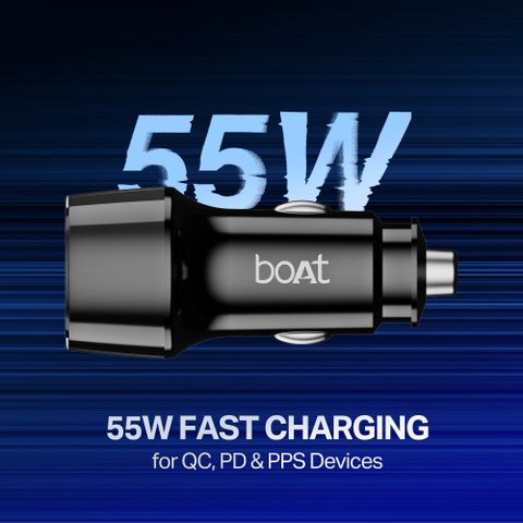 boAt 55W Qualcomm 3.0 Turbo Car Charger (Black) - Image 4