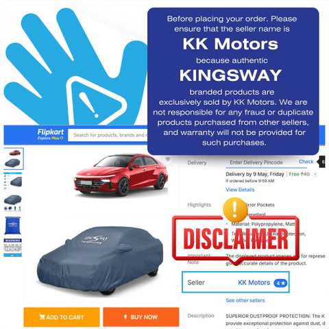 Kingsway Car Cover For Kia Sonet (Without Mirror Pockets) Price in