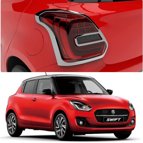 AMARIO Premium Quality Tail Lamp Chrome Cover For Swift 2021-Present Set Of  2Pcs Chrome Maruti New Swift Rear Garnish