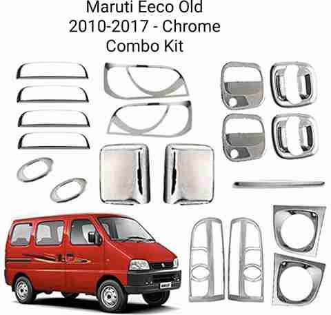 Autxin Full Chrome Combo Kit Exterior Garnish Accessories-Eeco 2010-2017  (Old)- 19 Pcs Chrome Maruti Eeco Side Garnish